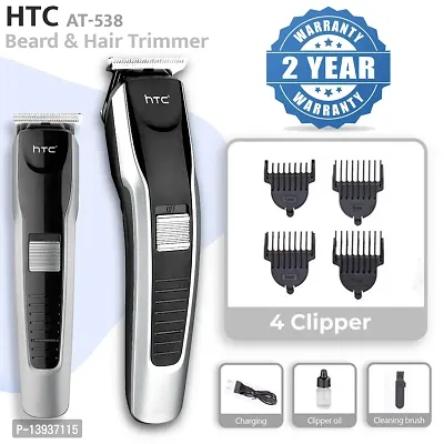 AZANIA H T C AT-538 Rechargeable Hair Beard Trimmer for Men 75 Minutes Run Time with T Shape Precision Stainless Steel Sharp Blade Beard Shaver Upto Length 0.5 to 7 mm, Black-thumb0