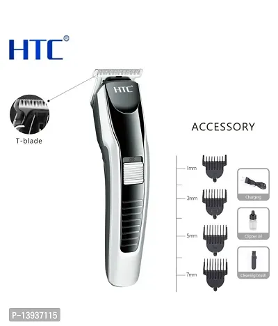 AZANIA H T C AT-538 Rechargeable Hair Beard Trimmer for Men 75 Minutes Run Time with T Shape Precision Stainless Steel Sharp Blade Beard Shaver Upto Length 0.5 to 7 mm, Black-thumb2
