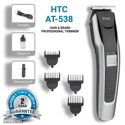 AZANIA New H T C AT-538 Rechargeable Hair Beard Trimmer for Men 75 Minutes Run Time with T Shape Precision Stainless Steel Sharp Blade Beard Shaver Upto Length 0.5 to 7 mm, Black