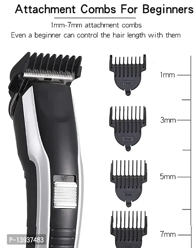 AZANIA New H T C AT-538 Rechargeable Hair Beard Trimmer for Men 75 Minutes Run Time with T Shape Precision Stainless Steel Sharp Blade Beard Shaver Upto Length 0.5 to 7 mm, Black-thumb2