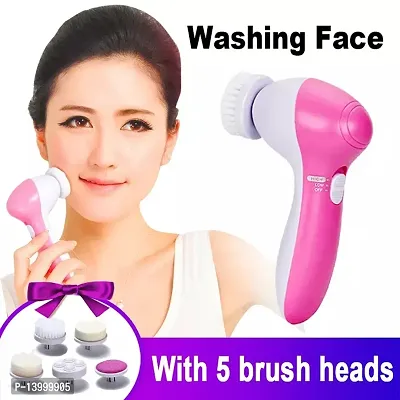 AZANIA 5 in 1 Portable Electric Facial Cleaner Battery Powered Multifunction Massager, Face Massager, Facial Machine, Beauty Massager, Facial Massager For Women (Multi Color)