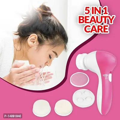 AZANIA 5 in 1 Portable Electric Facial Cleaner Battery Powered Multifunction Massager, Face Massager, Facial Machine, Beauty Massager, Facial Massager For Women (Multi Color)-thumb0