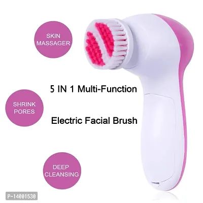 AZANIA 5 in 1 Portable Electric Facial Cleaner Battery Powered Multifunction Massager, Face Massager, Facial Machine, Beauty Massager, Facial Massager For Women (Multi Color)-thumb3