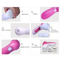 AZANIA 5 in 1 Portable Electric Facial Cleaner Battery Powered Multifunction Massager, Face Massager, Facial Machine, Beauty Massager, Facial Massager For Women (Multi Color)-thumb1
