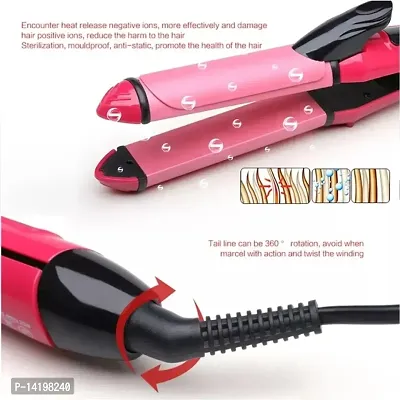 AZANIA New Hair Straightener and Hair Curler 2 in 1 (Pink color) || Hair Straightener and curler For women || Hair Beauty Set NHC-2009-thumb5