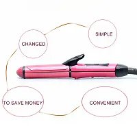 AZANIA  2-in-1 Ceramic Plate Essential Combo Beauty Set of Hair Straightener and Plus Hair Curler for Women (pink)-thumb3