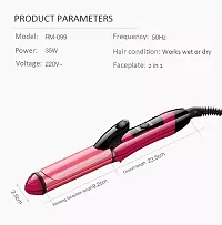 AZANIA 2-in-1 Ceramic Plate Essential Combo Beauty Set of Hair Straightener and Plus Hair Curler for Women (pink)-thumb3