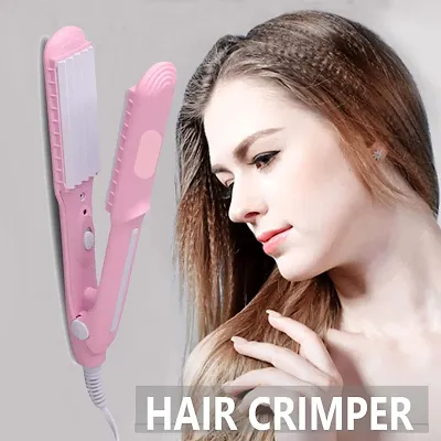 Professional Hair Crimper Beveled Edge For Crimping, Styling And Volumizing With Ceramic Technology For Gentle And Frizz-Free Crimping Electric Hair Styler (Ak) 8006 Hair Styler (Pink)