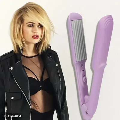 New Professional Feel Hair Crimper, Electric Ceramic Corrugated Hair Crimper Curler Straightening Iron Wide Plates Waver Corn Hair Crimping Machine Flat Irons Styling Tools with Fast Warm-up Hair Roll-thumb0
