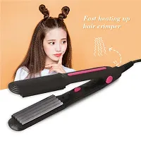 New Professional Feel Hair Crimper, Electric Ceramic Corrugated Hair Crimper Curler Straightening Iron Wide Plates Waver Corn Hair Crimping Machine Flat Irons Styling Tool PACK OF 1 BLACK COLOUR-thumb2