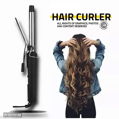 AZANIA Professional Hair Curler For Women Hair Curlers Tong With Machine Stick and Hair Curler Machine Roller (Black)-thumb0