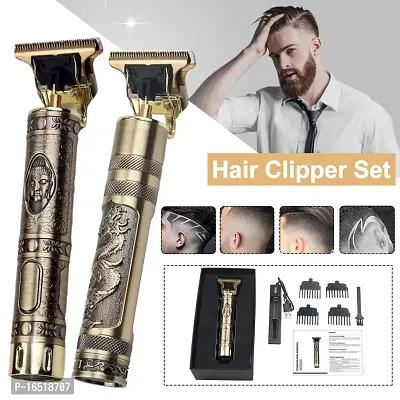 AZANIA Golden trimmer for men and women, Buddha dragon style T shape hair trimming zero gapped adjustable clipper, professional haircut and shave, metal body with cordless rechargeablle (Dragon)-thumb0