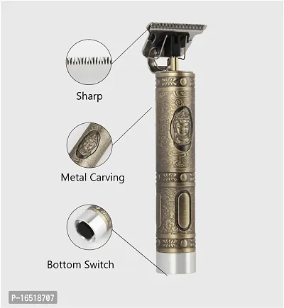 AZANIA Golden trimmer for men and women, Buddha dragon style T shape hair trimming zero gapped adjustable clipper, professional haircut and shave, metal body with cordless rechargeablle (Dragon)-thumb3