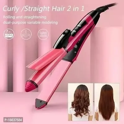 2 In 1 Hair Straightener And Curler 2 In 1 Combo Hair Straightening Machine Beauty Set Of Professional Hair Straightener Hair Straightener And Hair Curler With Ceramic Plate For Women Pink Hair Styling Staightners-thumb0