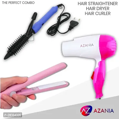 AZANIA 3 in 1 Mini Hair Styler- Mini Hair Straightener, Mini Curler  Mini Hair Crimper, India's No.1* Hair Styler Appliance Brand, (VHSCC-06)-thumb0