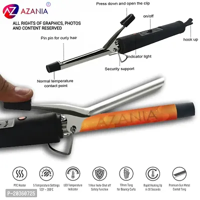AZANIA Hair Curler 1.8M Swivel Cord 25MM Barrel, Rod, Tong, Tourmaline Infused Ceramic Coated Plates, Cool Touch Tip, Fast Heating, For Women, Long and Short Hair Curling, Styling, Black (LLPCW14)-thumb4