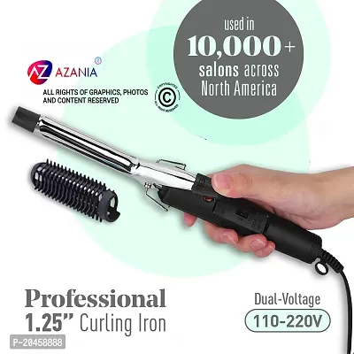 AZANIA Hair Styler - Straightener, 19mm Curler, Crimper, Conical Curler  Volume Brush for Multiple Styles - (Silver  Black) (Silver  Black)