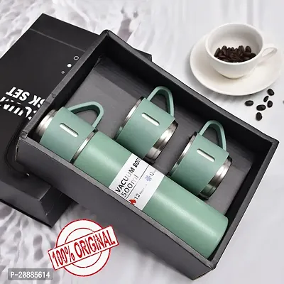 Stainless Steel Double Walled Vacuum Flask/Water Bottle, 24 Hours Hot and Cold, 500ml, Silver