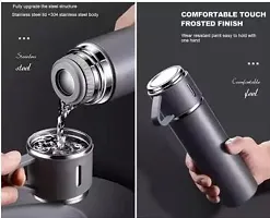 AZANIA Stainless Steel Vacuum Flask Set with 3 Steel Cups Combo - 500ml-thumb1