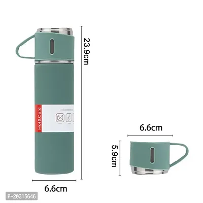 Steel Vacuum Flask Set with 3 Stainless Steel Cups Combo-thumb4