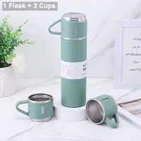 Steel Vacuum Flask Set with 3 Stainless Steel Cups Combo-thumb1