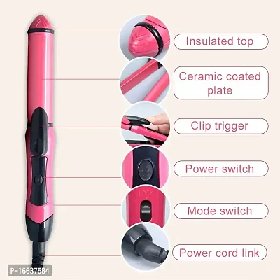2 In 1 Hair Straightener And Curler 2 In 1 Combo Hair Straightening Machine Beauty Set Of Professional Hair Straightener Hair Straightener And Hair Curler With Ceramic Plate For Women Pink Hair Styling Staightners-thumb4