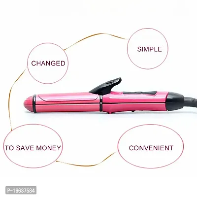 2 In 1 Hair Straightener And Curler 2 In 1 Combo Hair Straightening Machine Beauty Set Of Professional Hair Straightener Hair Straightener And Hair Curler With Ceramic Plate For Women Pink Hair Styling Staightners-thumb2