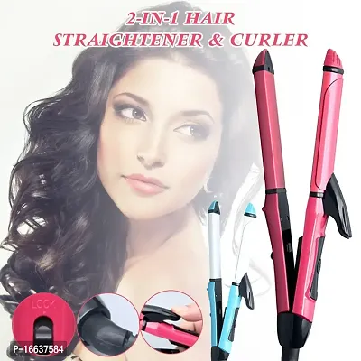 2 In 1 Hair Straightener And Curler 2 In 1 Combo Hair Straightening Machine Beauty Set Of Professional Hair Straightener Hair Straightener And Hair Curler With Ceramic Plate For Women Pink Hair Styling Staightners-thumb3