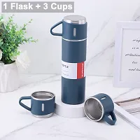 Stainless Steel Vacuum Flask Set with 3 Steel Cups Combo - 500ml-thumb2