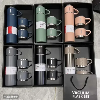AZANIA Stainless Steel Bottle/Flask/Thermos (500 ML, Black Glossy)-thumb2