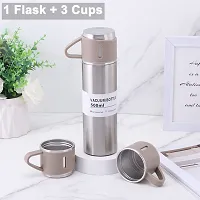 Steel Vacuum Flask Set with 3 Steel Cups Combo - 500ml with Gift Box - Keeps HOT/Cold | Gift for Diwali and Birthday Gift Return Gift - Housewarming (Black)-thumb3