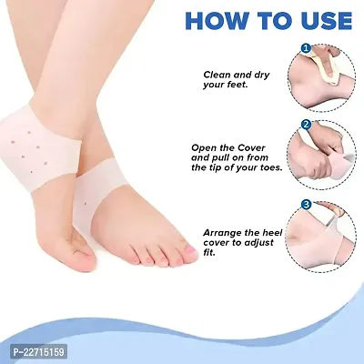 nbsp;Foot Anti Crack Silicone Gel Heel Pad Socks | For Heel Swelling Pain Relief, Dry Hard, Cracked Heels Repair Cream Foot Care | For Both Men  Women | Half-length - 1 Pair (Free Size)-thumb4