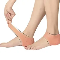 nbsp;Foot Anti Crack Silicone Gel Heel Pad Socks | For Heel Swelling Pain Relief, Dry Hard, Cracked Heels Repair Cream Foot Care | For Both Men  Women | Half-length - 1 Pair (Free Size)-thumb2