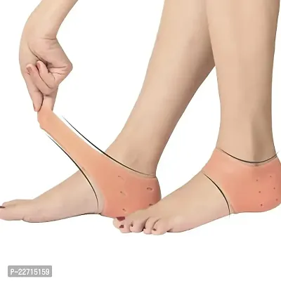 nbsp;Foot Anti Crack Silicone Gel Heel Pad Socks | For Heel Swelling Pain Relief, Dry Hard, Cracked Heels Repair Cream Foot Care | For Both Men  Women | Half-length - 1 Pair (Free Size)-thumb3