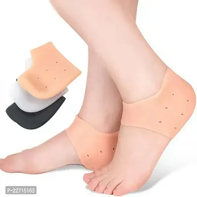 nbsp;Foot Anti Crack Silicone Gel Heel Pad Socks | For Heel Swelling Pain Relief, Dry Hard, Cracked Heels Repair Cream Foot Care | For Both Men  Women | Half-length - 1 Pair (Free Size)-thumb0