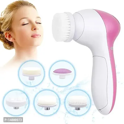 AZANIA 5 in 1 Portable Electric Facial Cleaner Battery Powered Multifunction Massager, Face Massage Machine For Face, Facial Machine, Beauty Massager, Facial Massager For Women-thumb0