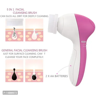 AZANIA 5 in 1 Portable Electric Facial Cleaner Battery Powered Multifunction Massager, Face Massage Machine For Face, Facial Machine, Beauty Massager, Facial Massager For Women-thumb4