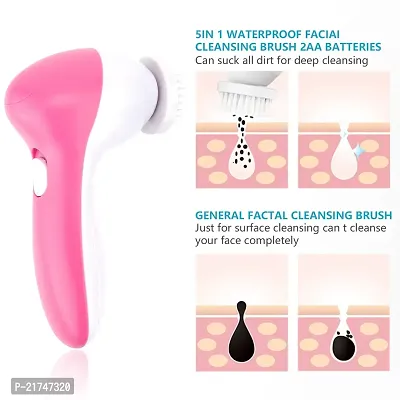 5 in 1 Electric Wash Face Cleaning Machine Facial Cleanser Pore Cleaner Body Cleansing Massage Mini Skin Beauty Massager Brush (Pack of 1)-thumb5