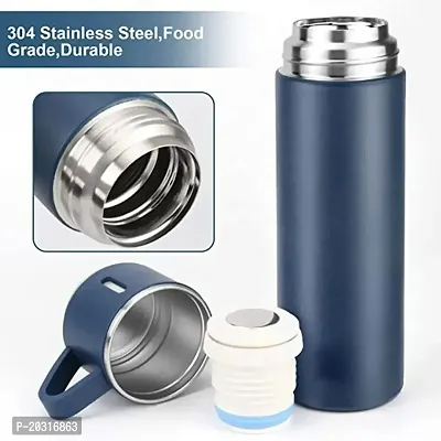 AZANIA Enterprise Latest Steel Vacuum Flask Set with 3 Stainless Steel Cups Combo - 500ml - Keeps HOT/Cold | Ideal Gift for Winter - Housewarming Random Color-thumb5