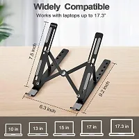 Aluminium 7 Height Adjustable, Ventilated, Foldable, Portable Laptop Stand for Desk  Table Mount Upto 15.6 inch Laptop with Carry Pouch (Silver)-thumb1