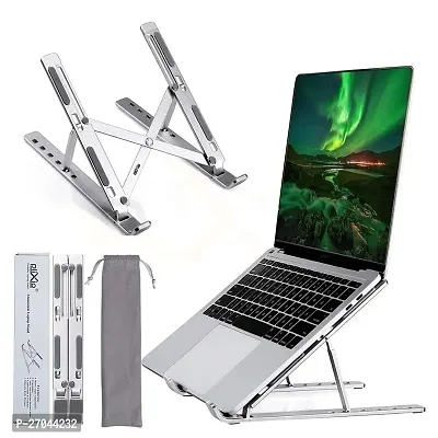 Aluminum Laptop Stand Portable  Fully Foldable Raiser Compatible for Lenovo, Dell, MacBook  All Other Notebooks 10 -15 .6 Inch (Silver)-thumb0