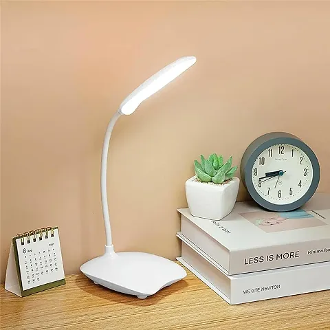 AZANIA Plastic Desk Lamps for Study Table, Rechargeable USB Warm Light Led Children Eye Protection Lamps, Desk Lamp for Work from Home White Color Light RK (Pack of 1, Multicolor)