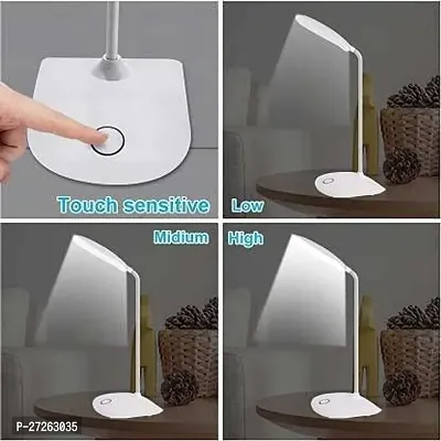 Study Lamp LED Desk Lamp Touch Sensor ON/Off Switch USB Rechargeable Table Lamp for Student, Reading, Study Dimmer Flexible Head Led Desk Night Light (White)-thumb3