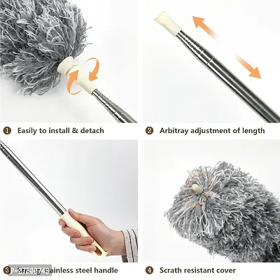 AZANIA Microfiber Duster for Cleaning with Telescoping Extension Pole 30 to 100 Extendable Duster for Cleaning High Ceiling Fan,Blinds, Baseboards,cars-thumb3