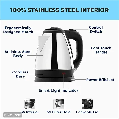 Stainless Steel Electric Kettle, 1 Piece, 2 Litres, Silver | Power Indicator | 1500 Watts | Auto Cut-off | Detachable 360 Degree Connector | Boiler for Water-thumb4