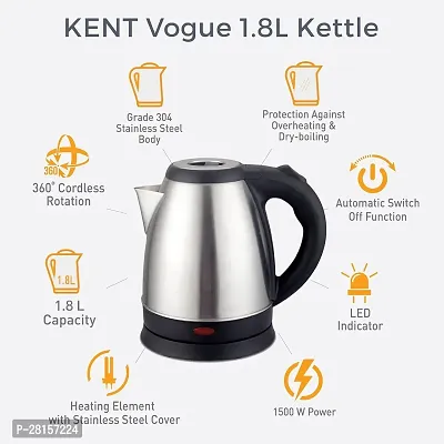 Stainless Steel Electric Kettle, 1 Piece, 2 Litres, Silver | Power Indicator | 1500 Watts | Auto Cut-off | Detachable 360 Degree Connector | Boiler for Water-thumb5