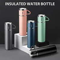 Stainless Steel 500 Ml Vacuum Insulated Water Bottle Flask with 3 Steel Cups Pack of 1 Assorted-thumb4