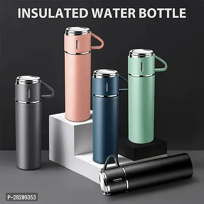 Stainless Steel 500 Ml Vacuum Insulated Water Bottle Flask with 3 Steel Cups Pack of 1 Assorted-thumb5