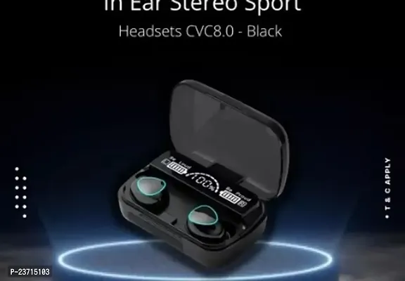 Stylish Black In-ear Bluetooth Wireless Earbuds With Microphone