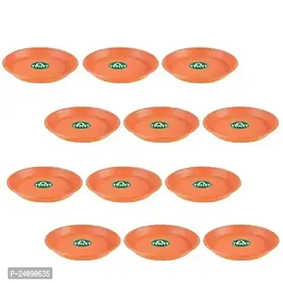 Round Bottom Tray Plate Saucer Round Shape Plastic Pot Gamla for Indoor Home Decor  Outdoor Balcony Garden (Pack of 12)
